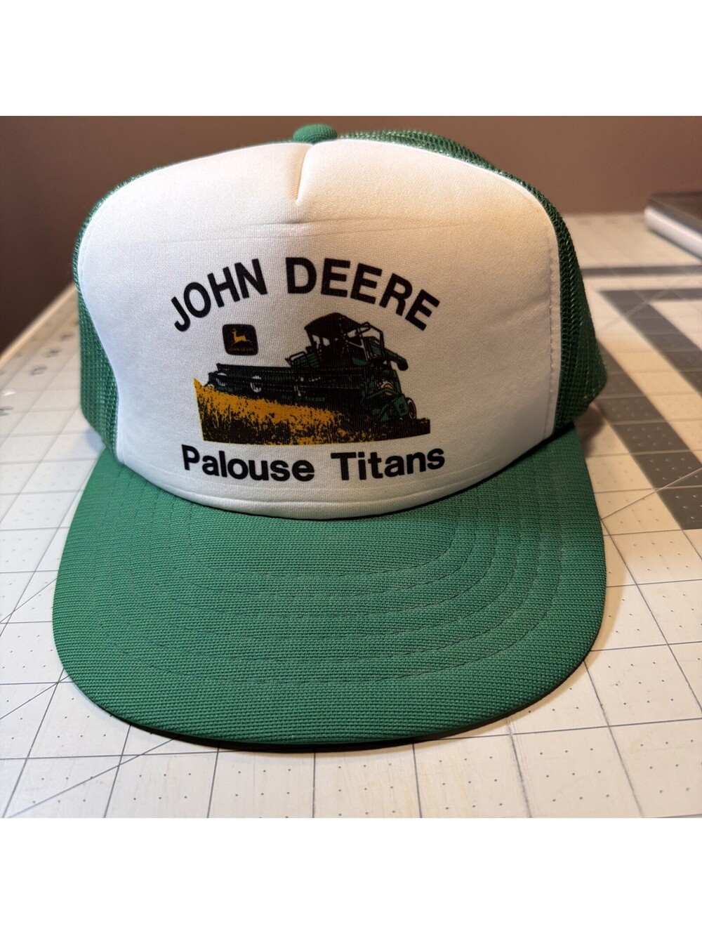 Vintage John Deere Green Snapback Trucker Cap Hat Palouse